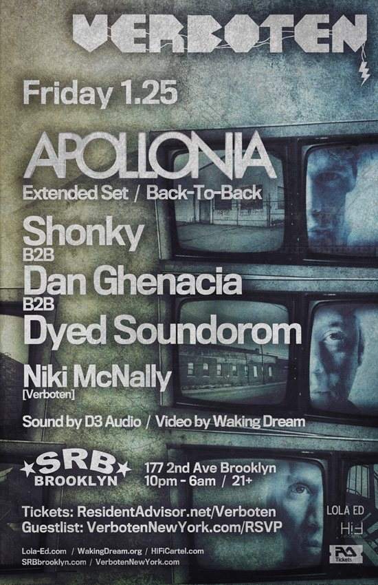 Verboten presents Apollonia: Shonky / Dan Ghenacia / Dyed Soundorom - フライヤー裏