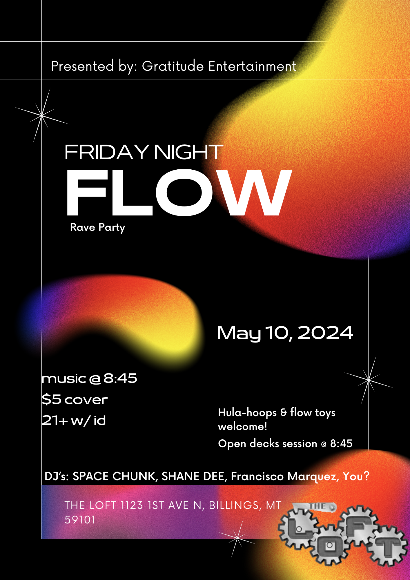 Gratitude Entertainment presents - Friday night FLOW (Rave party) - フライヤー表