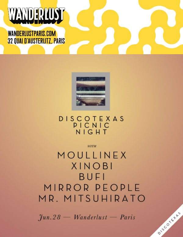 Discotexas: Moullinex • Xinobi • Mirror People • Bufi • Mr Mitsuhirato - Página frontal