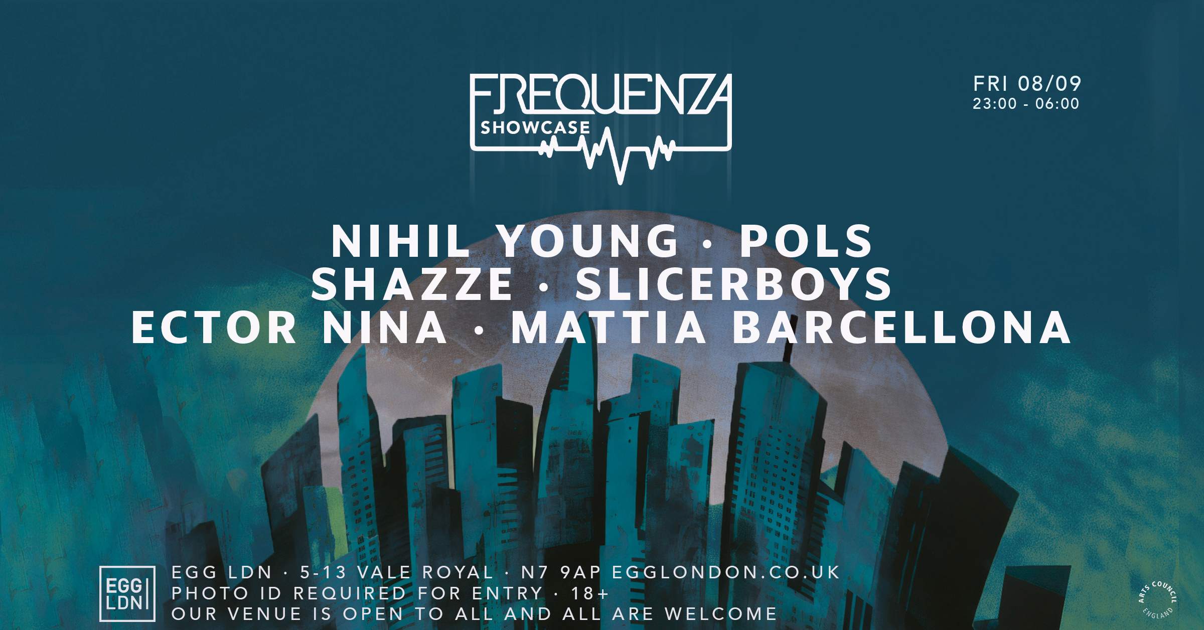 Fridays at EGG: Frequenza Showcase - Nihil Young, POLS, SHAZZE, Slicerboys, Ector Nina - Página frontal