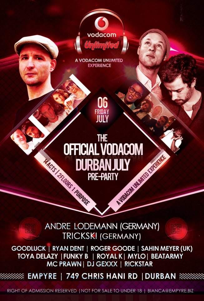 Official Vodacom July Pre-Party with Andre Lodemann - Página frontal