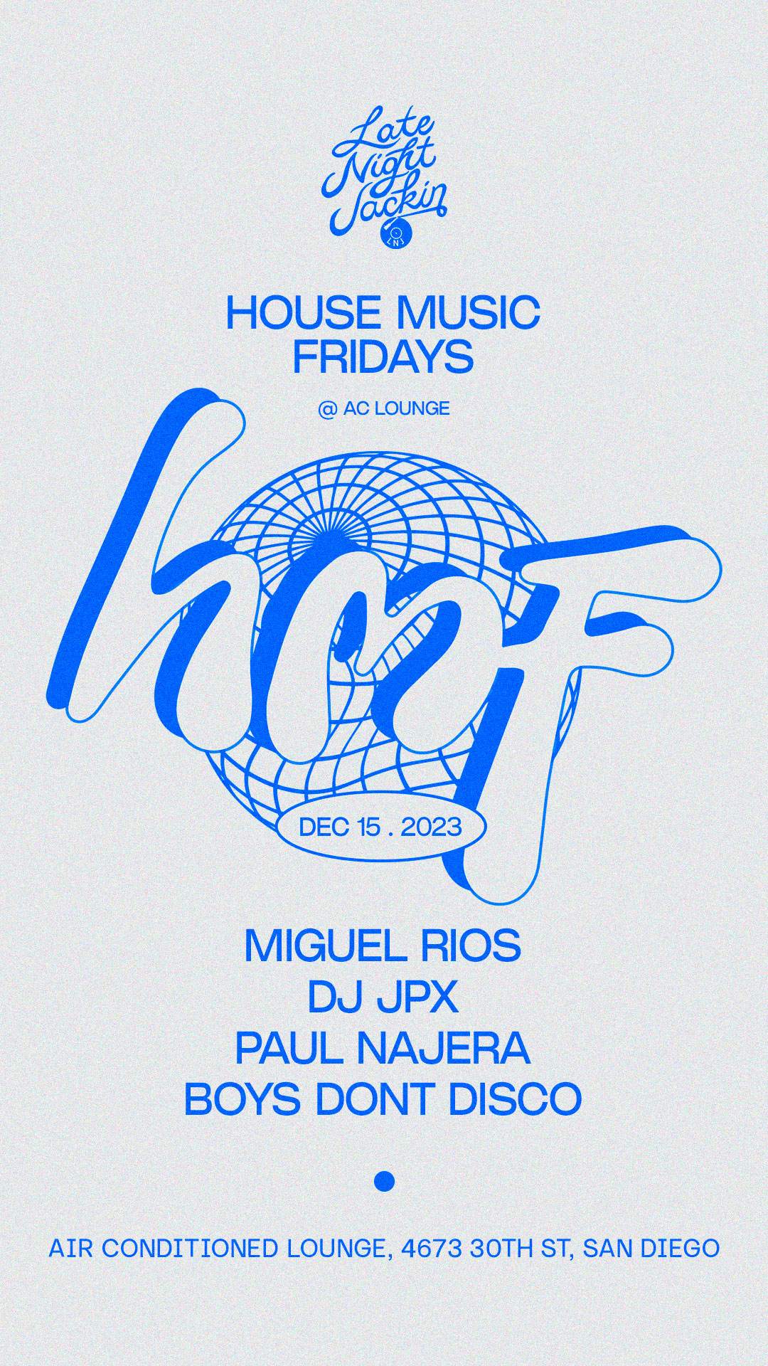Late Night Jackin: House Music Fridays with Miguel Rios (Moulton Music, Large) - Página frontal