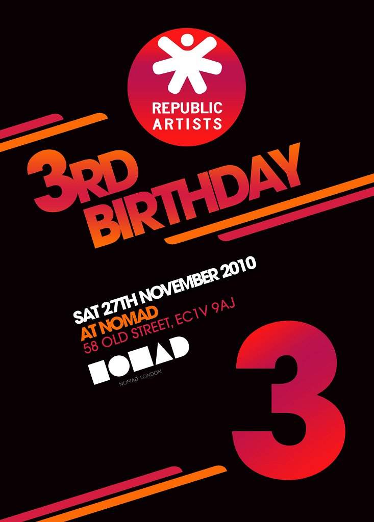 Republic Artists 3rd Birthday - フライヤー表