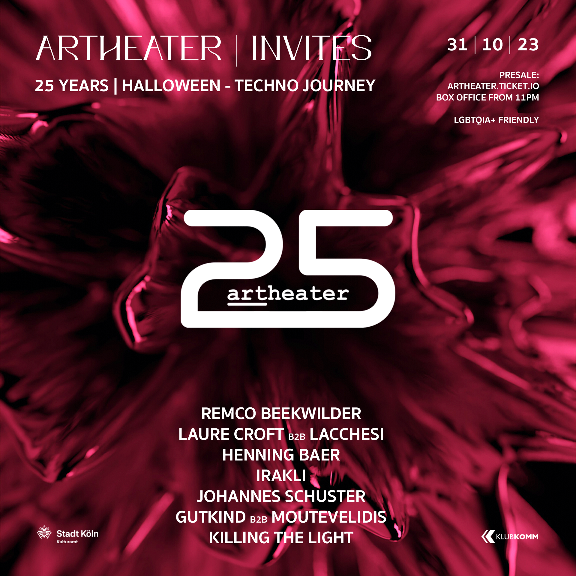 25 Years Artheater: Remco Beekwilder - Laure Croft b2b Lacchesi - Henning Baer - Irakli - フライヤー表