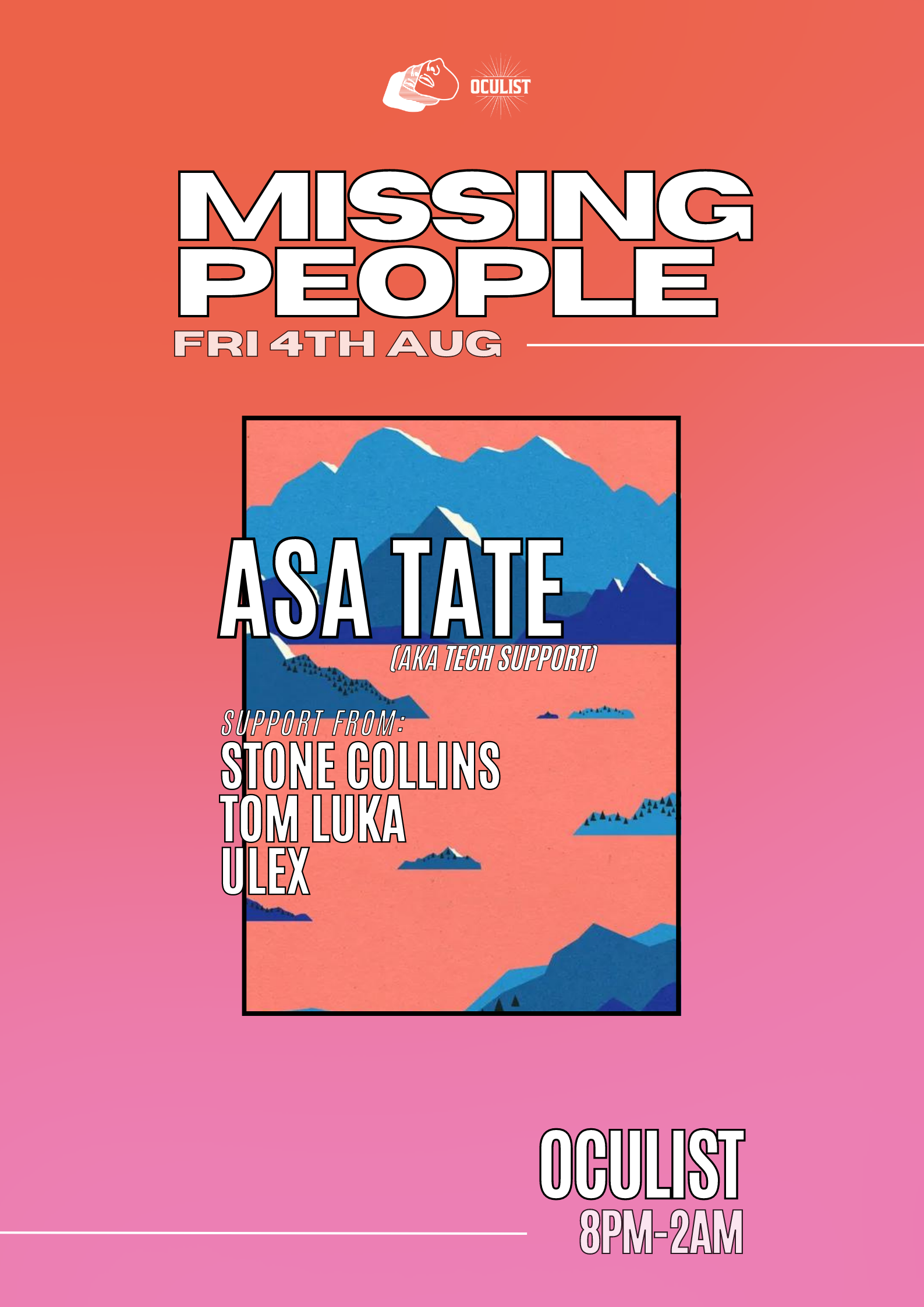 Missing People Invites: Asa Tate (aka Tech Support) - フライヤー表