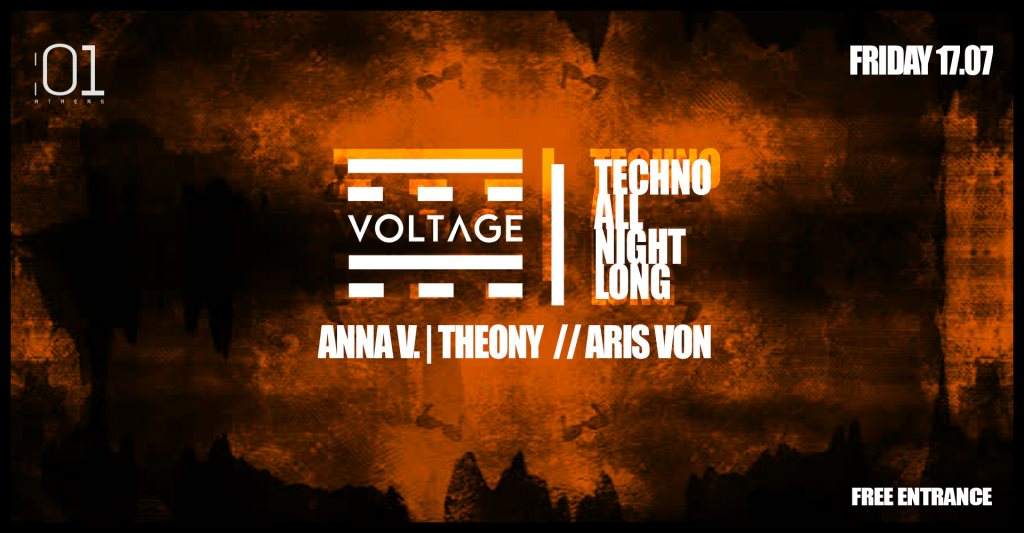 Voltage Techno All Night Long with Anna V. / Theony / Aris Von - Página frontal