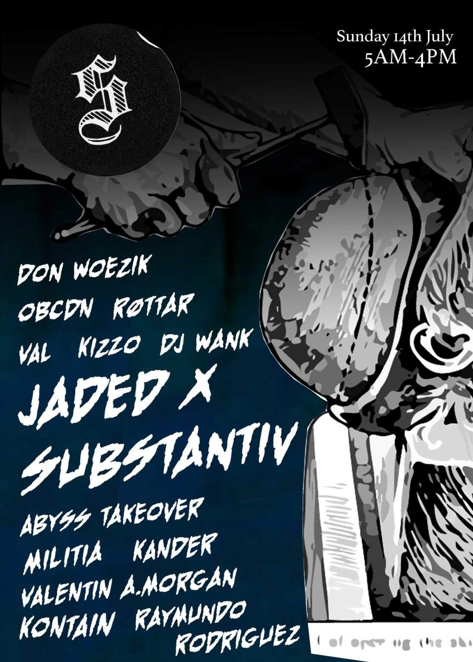 Jaded x Substantiv: OBCDN, Røttar, Don Woezik, DJ Wank, Val, Kizzo - フライヤー裏