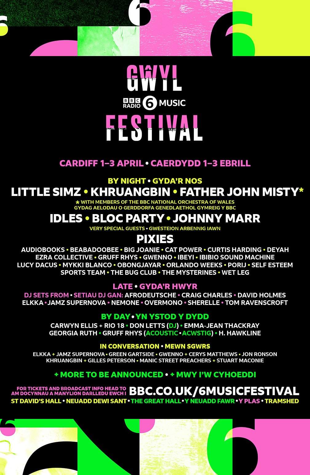 BBC 6 Music Festival: Idles, Lucy Dacus, Pixies - フライヤー表
