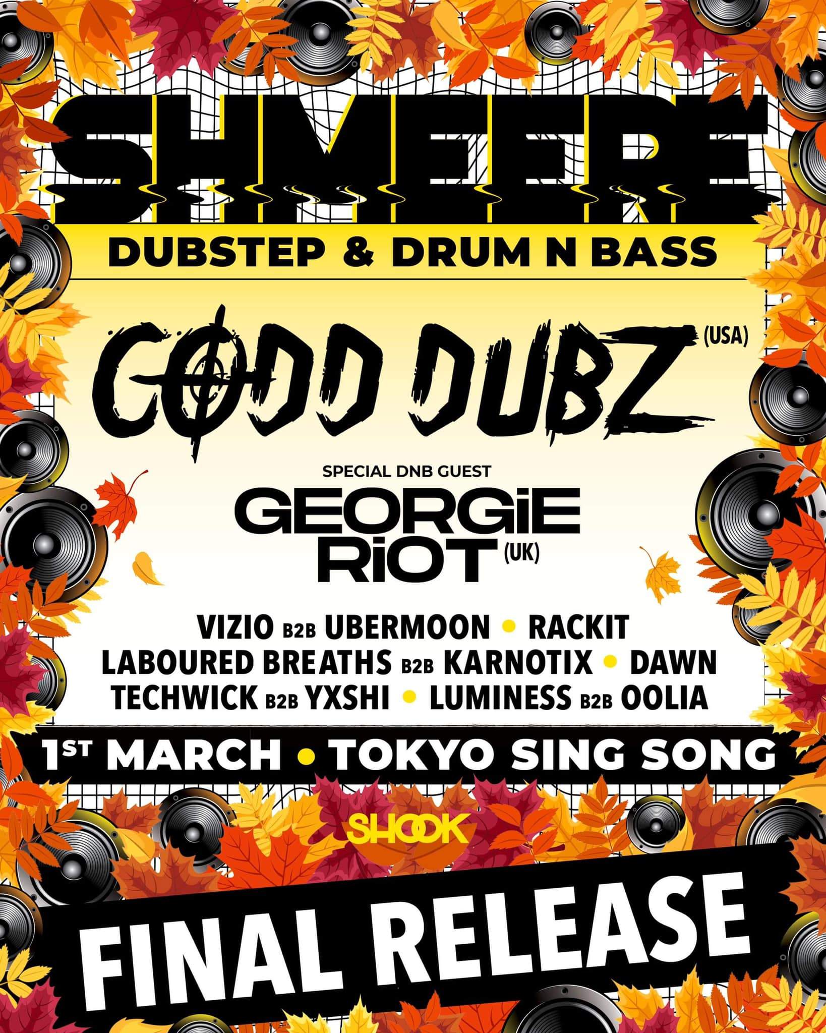 SHMEERE 11 Dubstep & Drum n Bass feat. CODD DUBZ (USA) + GEORGIE RIOT (UK) - フライヤー裏