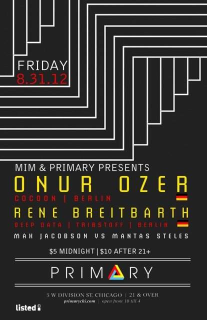 MiM & Primary presents Onur Ozer & Rene Breitbarth - フライヤー表