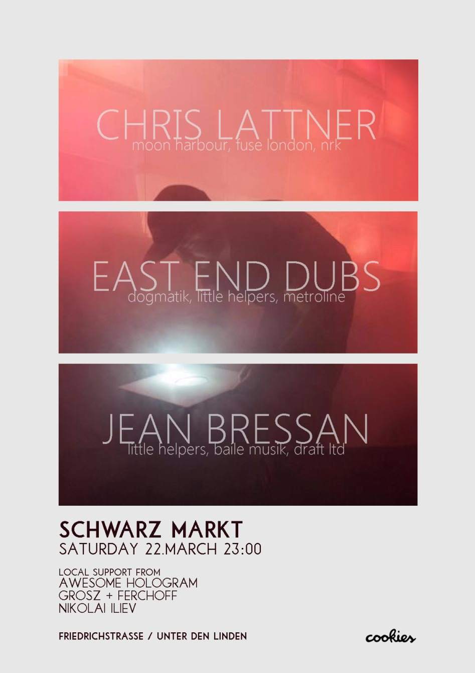 Schwarz Markt with East End Dubs, Chris Lattner & Jean Bressan - フライヤー表