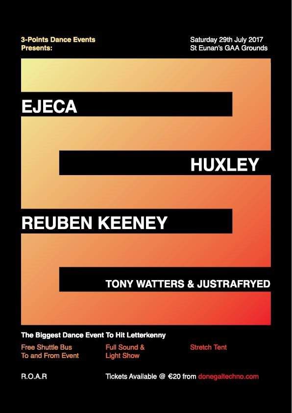 3 Points Dance Events present Ejeca, Huxley, Reuben Keeney - Página frontal