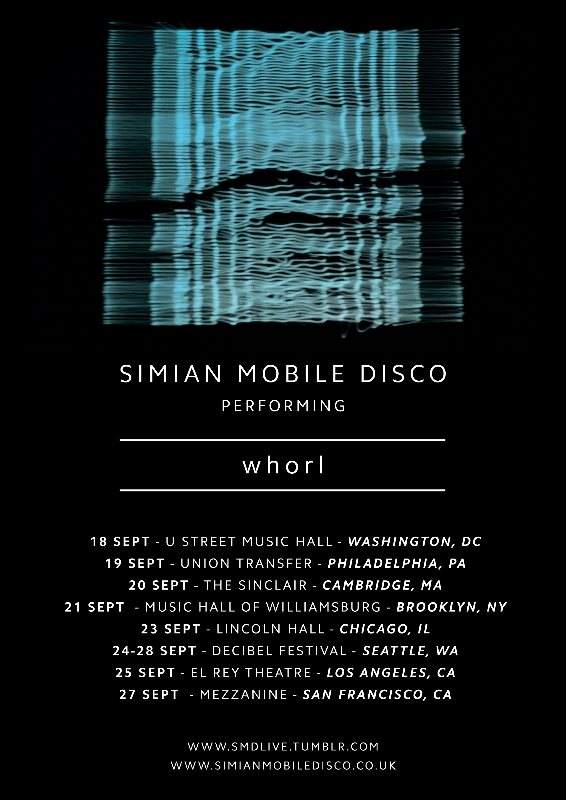 Simian Mobile Disco Whorl North American tour - Página frontal