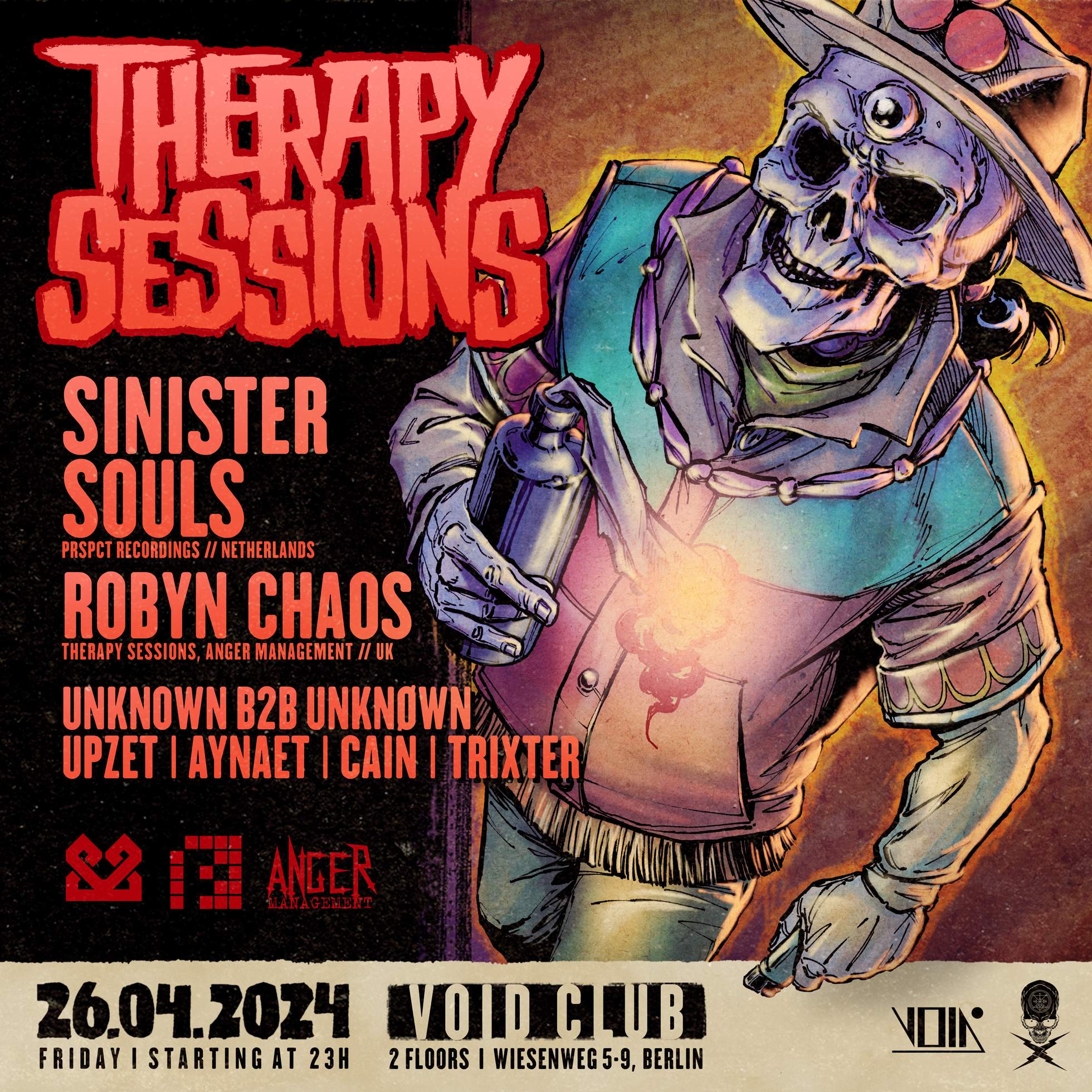 Therapy Sessions XIV with Sinister Souls, Robyn Chaos at Void Club, Berlin