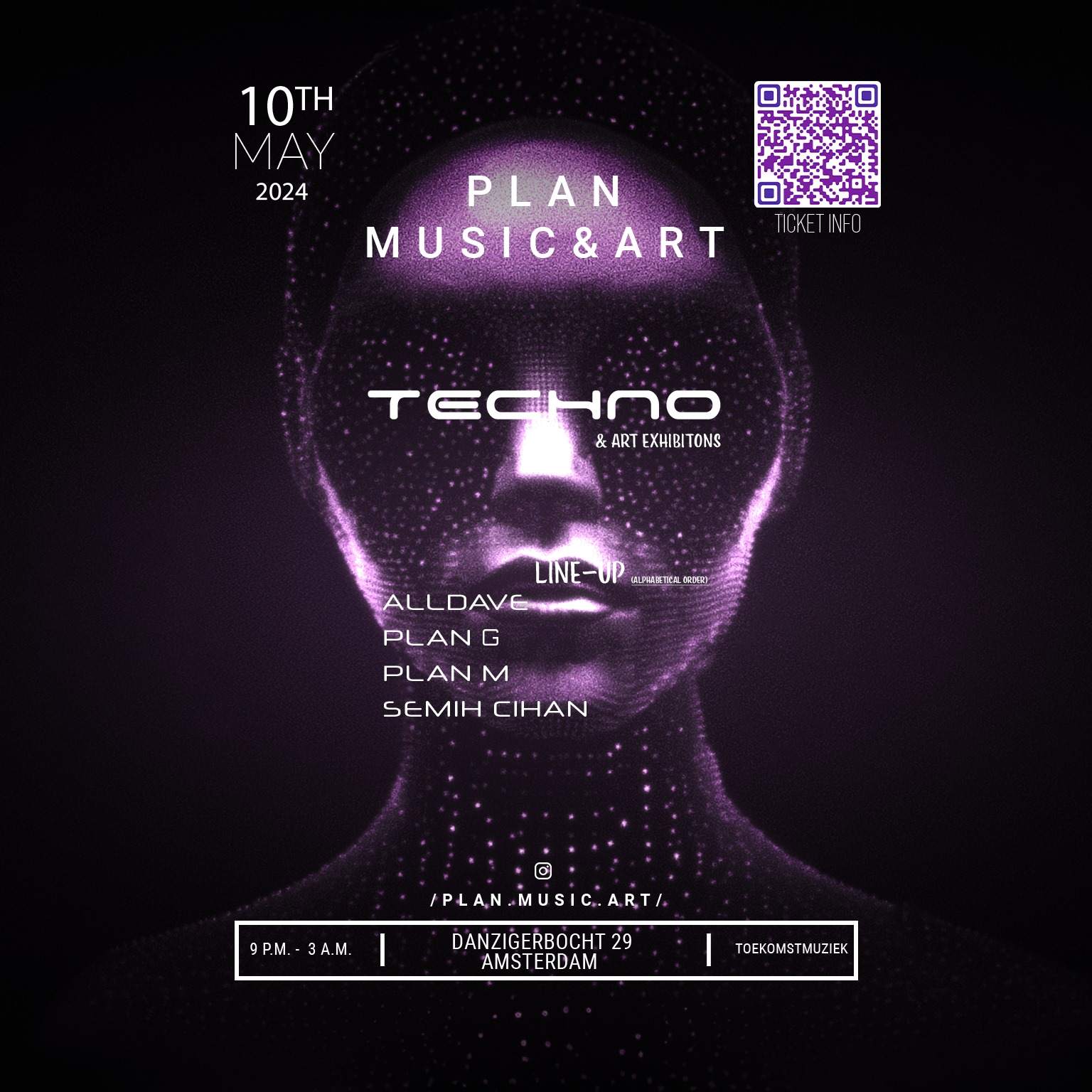 Plan Music&Art Techno Event at Toekomstmuziek, Amsterdam