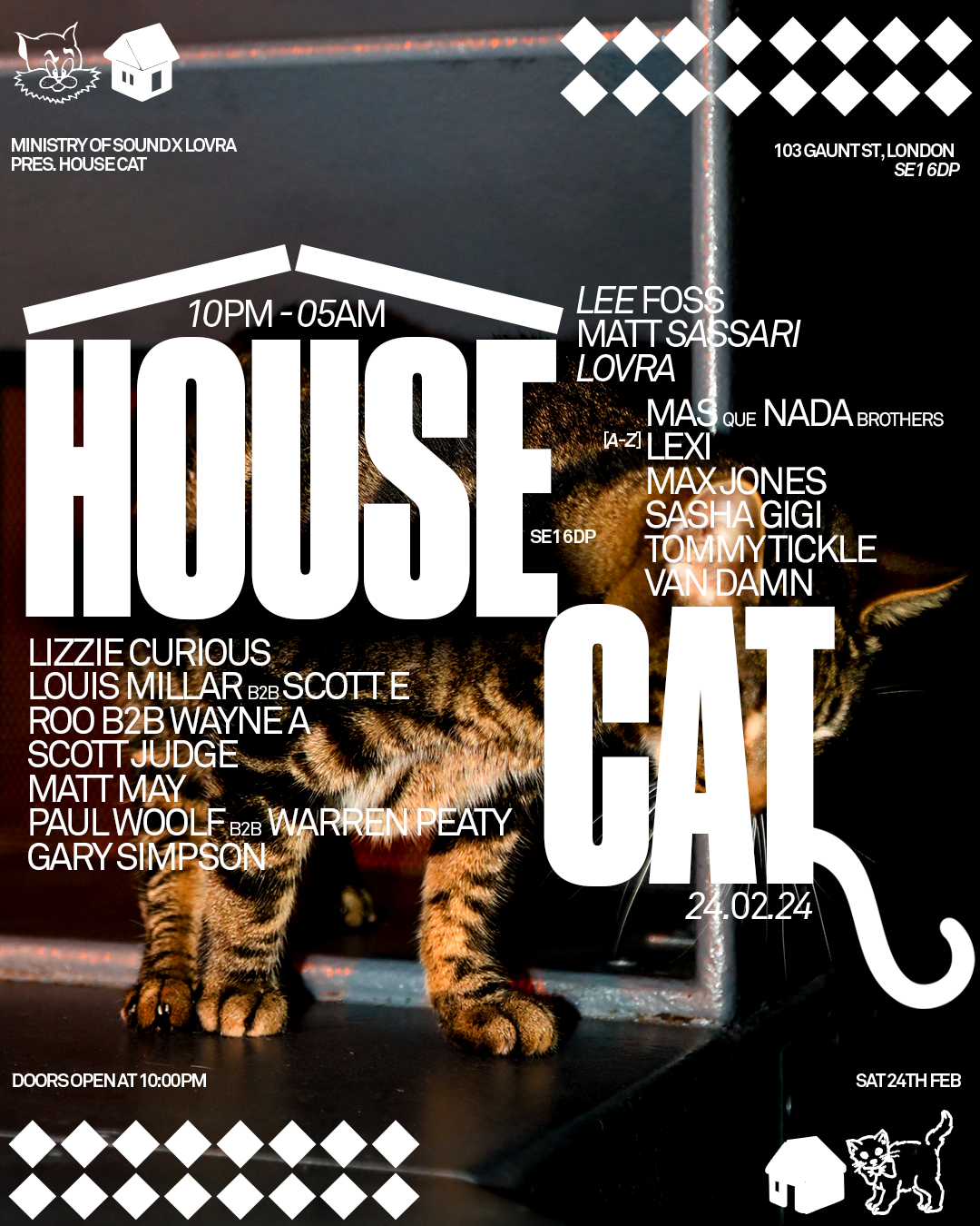 LOVRA & Ministry Of Sound presents HOUSE CAT w/ Lee Foss, Matt Sassari & LOVRA - フライヤー表
