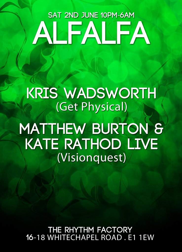 Alfalfa with Kris Wadsworth and Matthew Burton & Kate Rathod Live - フライヤー裏