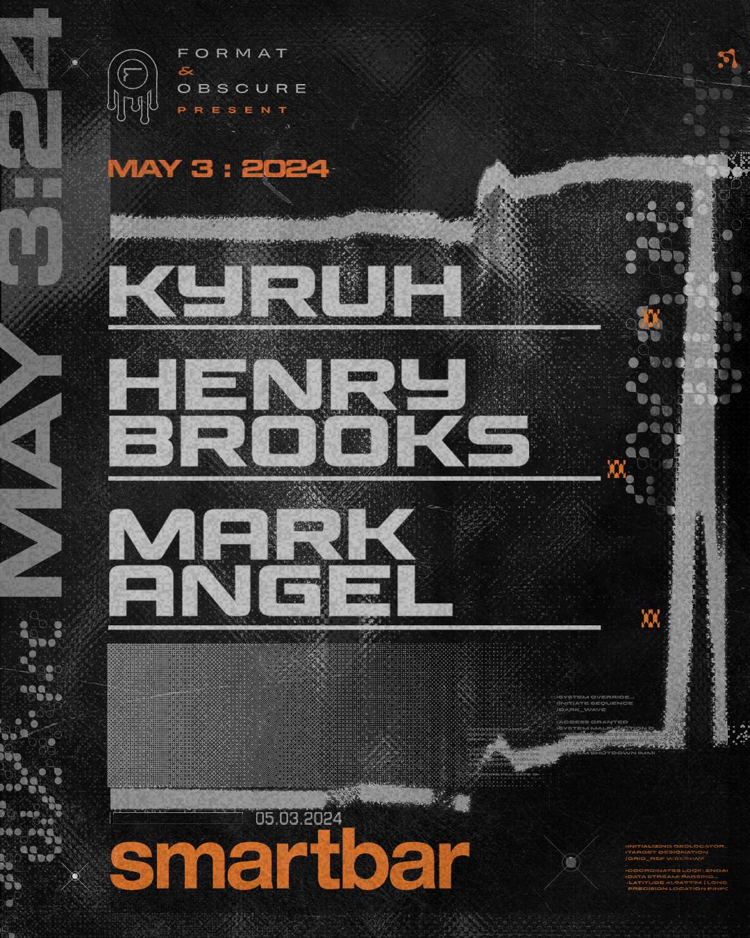 Obscure + Format present Henry Brooks - KYRUH - Mark Angel - フライヤー表
