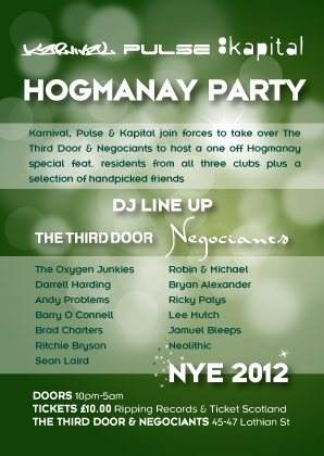 Karnival, Pulse & Kapital Hogmanay Party - Página frontal