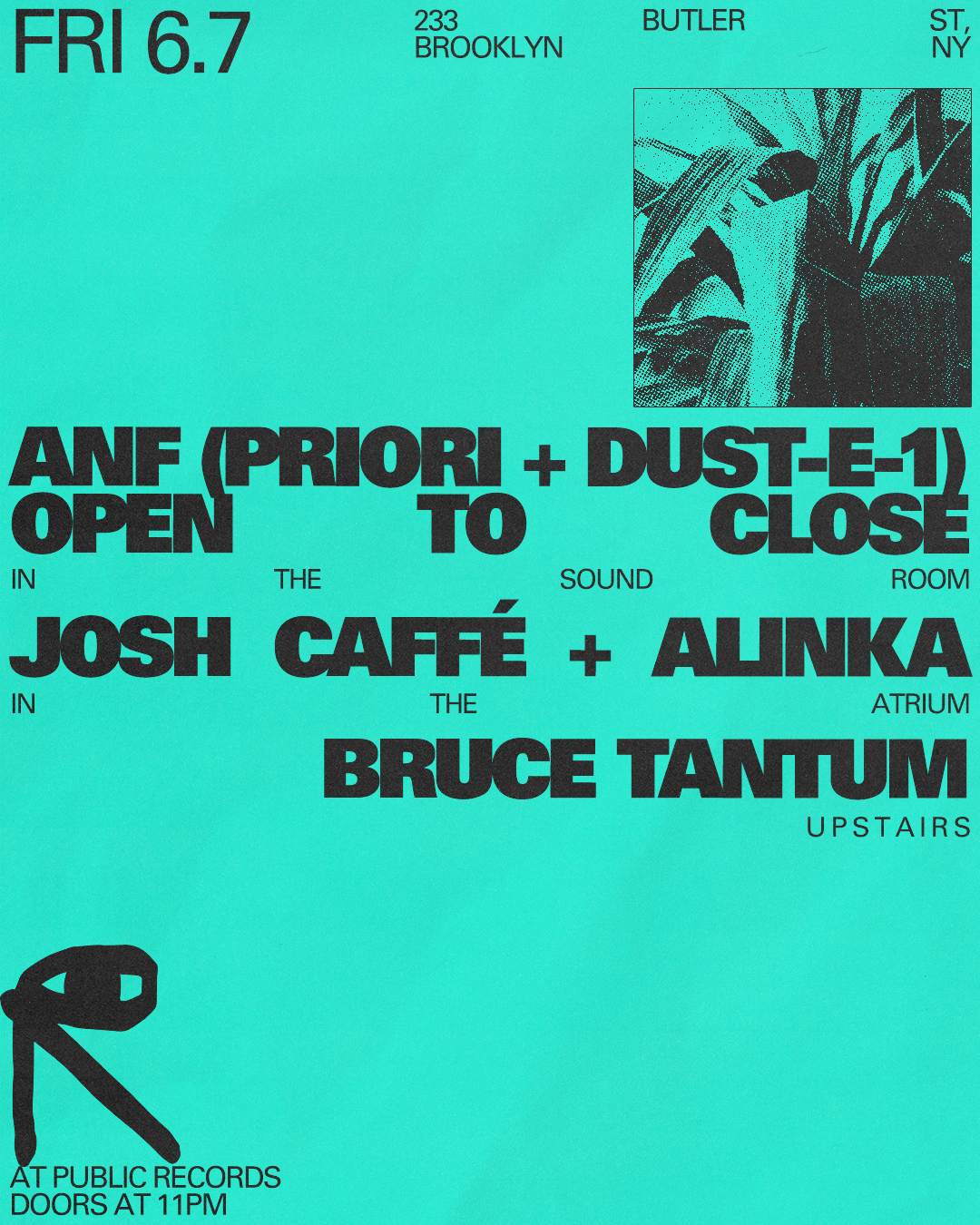 ANF (Priori + Dust-E-1) open to close / Josh Caffé + Alinka / Bruce Tantum - フライヤー表