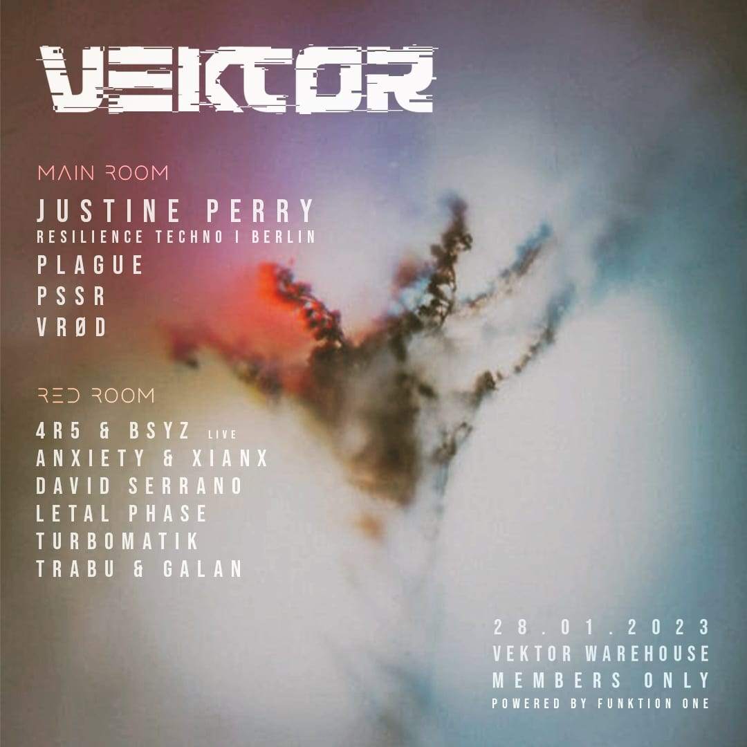 Vektor Warehouse • Justine Perry [Resilience Techno - Berlín] - フライヤー表