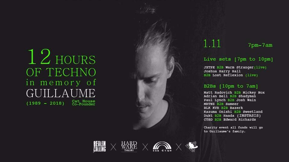 12 Hours of Techno in Memory of Guillaume (1989 - 2018) - Página frontal
