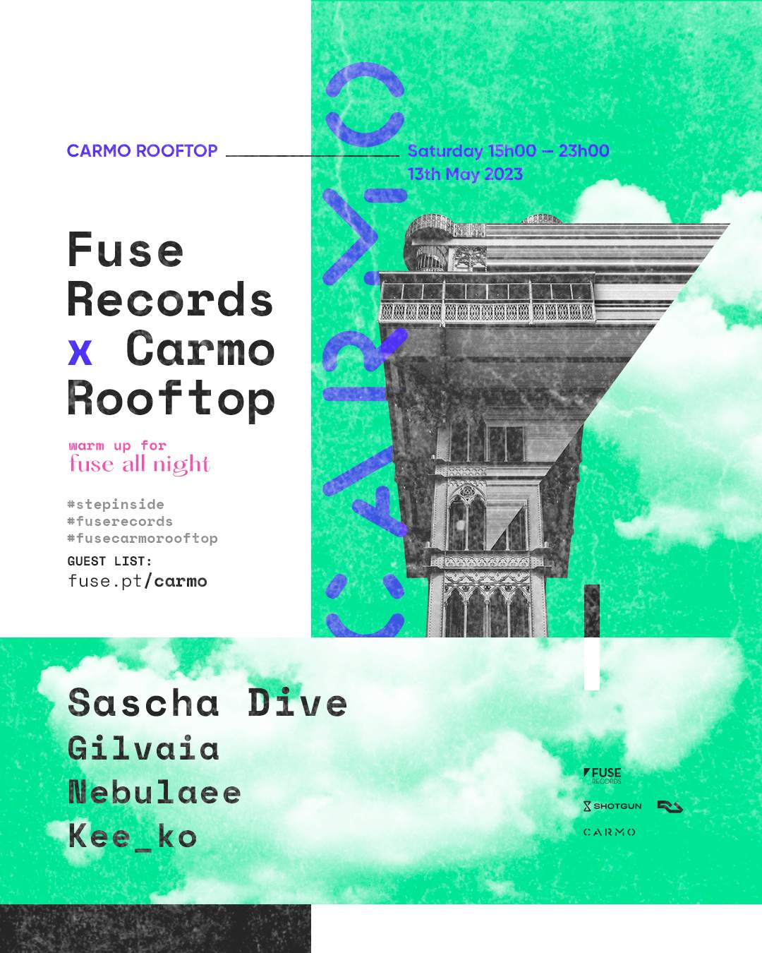 Fuse Records x Carmo Rooftop - フライヤー表