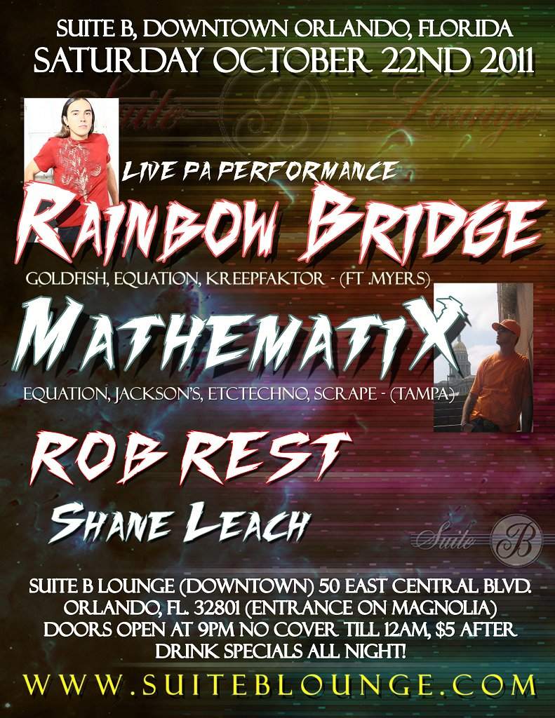 Rainbow Bridge & Mathematix at Suite B Orlando - フライヤー表