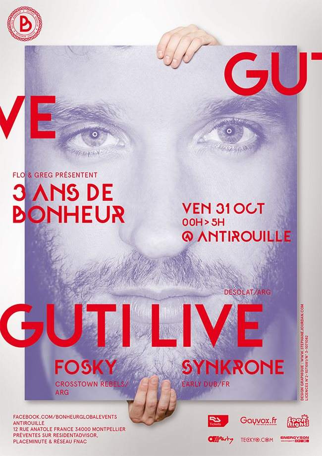 3 ANS DE Bonheur' with Guti (Live) - フライヤー表