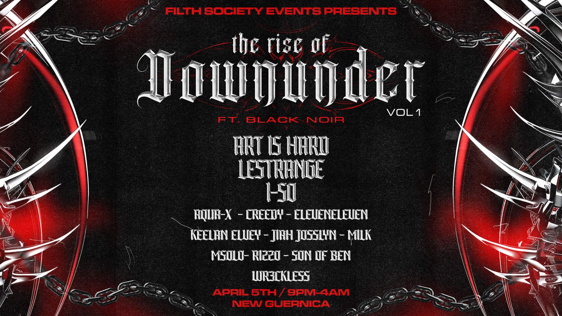 Filth Society Events pres. The Rise Of Downunder Vol.1 ft Black Noir - フライヤー表
