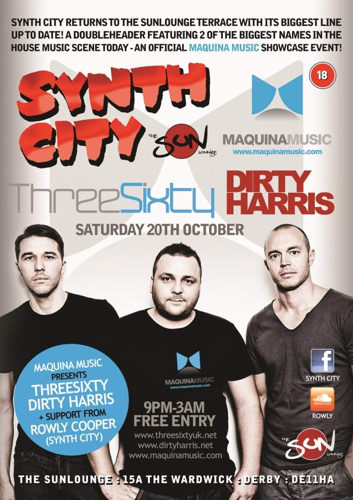 Synth City presentsThe 'Maquina Music' Party with Threesixty & Dirty Harris - フライヤー表