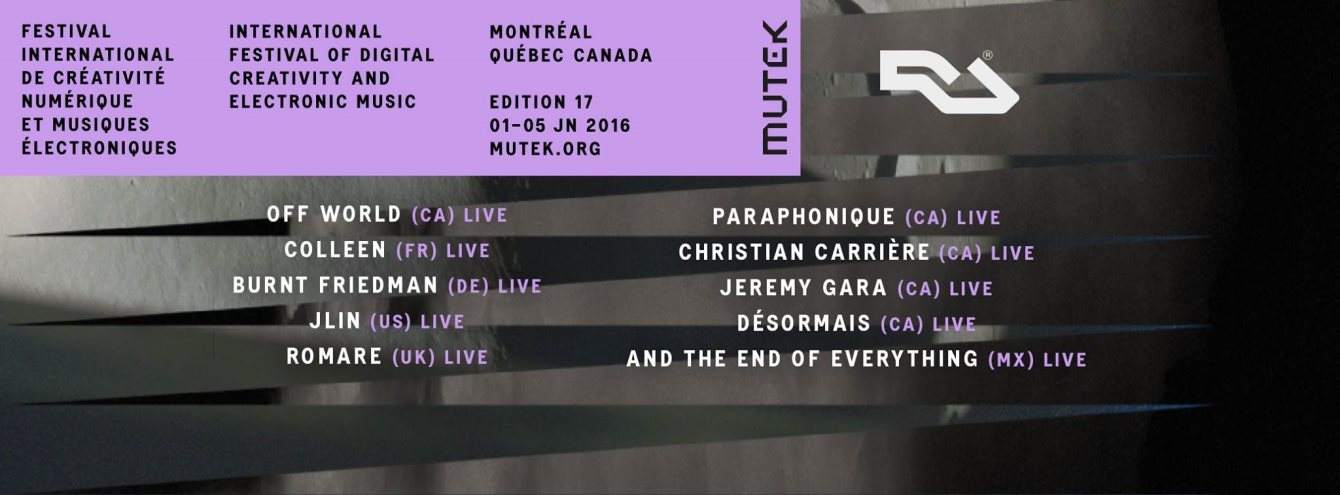 MUTEK 2016 in collaboration with Resident Advisor - Página frontal