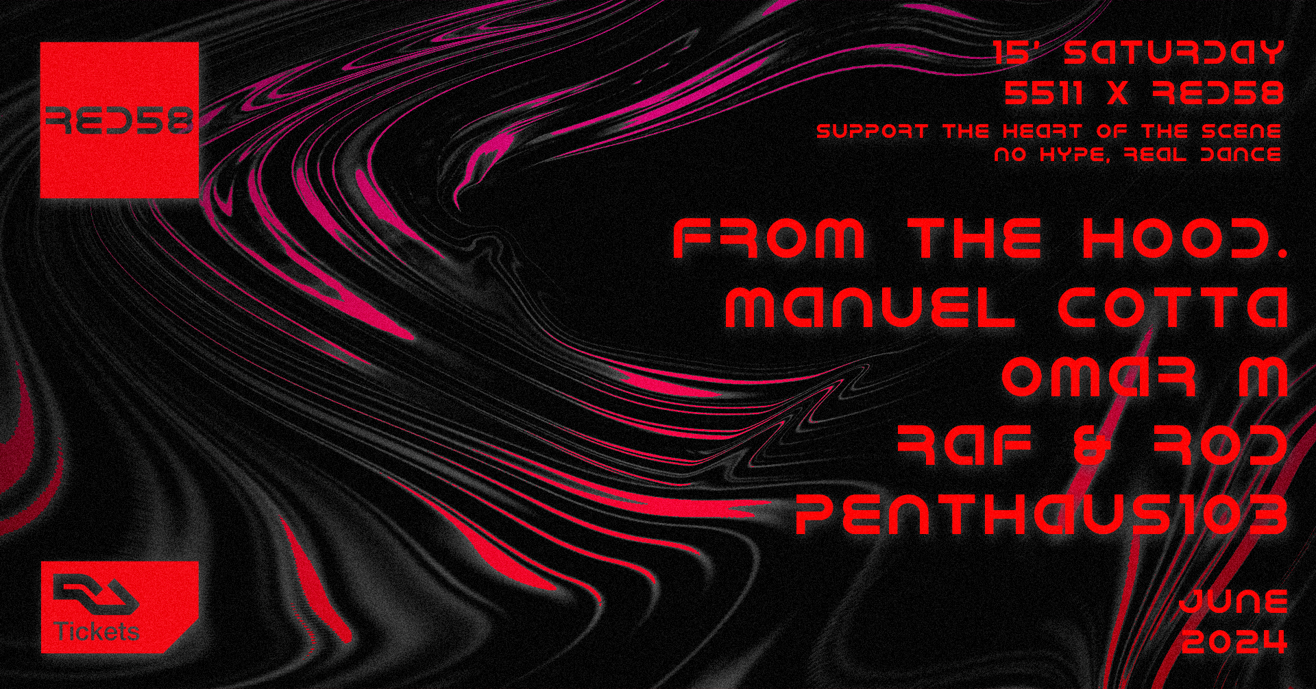 5511 x RED58 'From the hood' with Manuel Cotta, Omar M, Raf & Rod & Penthaus103 - フライヤー表