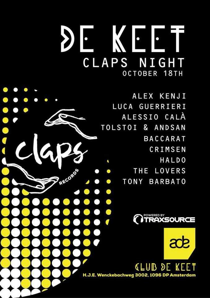 Claps Records “Night” Amsterdam Dance Event 2018 - フライヤー表