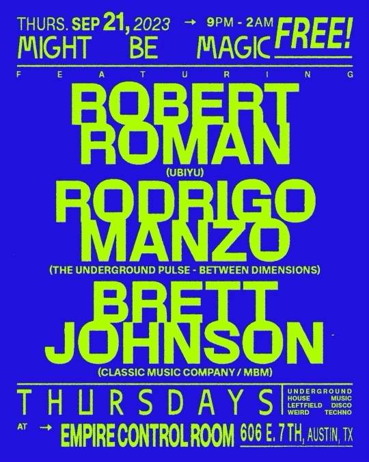 MBM Thursdays with Robert Roman, Rodrigo Manzo, & Brett Johnson - Página frontal