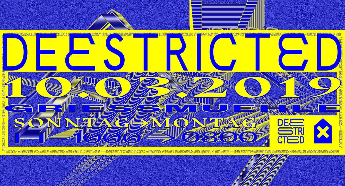 Deestricted with Stephanie Sykes, Mannella aka Dahraxt, Ancut & More - Página frontal
