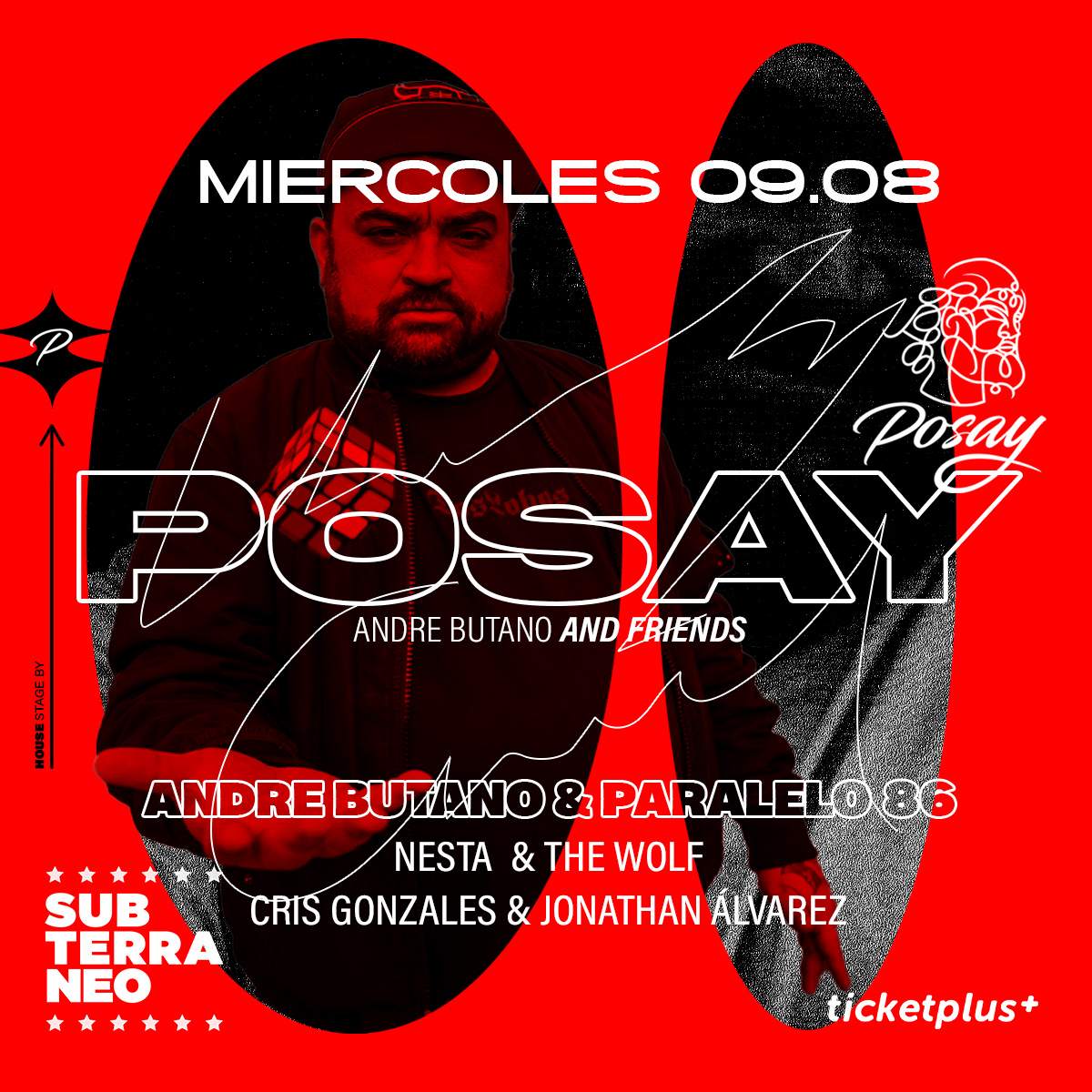 POSAY MIÉRCOLES 9 AGOSTO ★ Club Subterráneo (+21) - フライヤー表