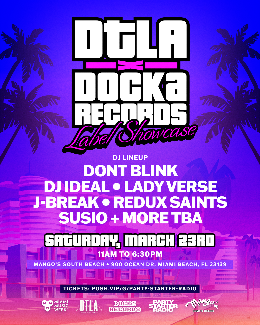 DTLA x Docka Records Label Showcase Miami Music Week - フライヤー表