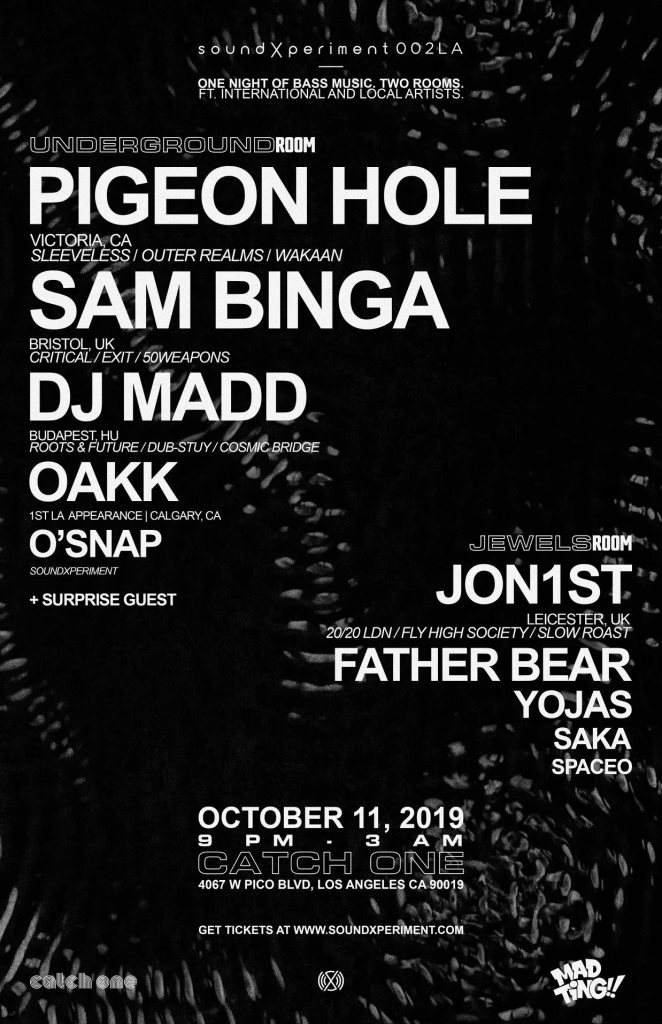 soundXperiment 002la - Pigeon Hole Sam Binga DJ Madd Oakk More - Página frontal