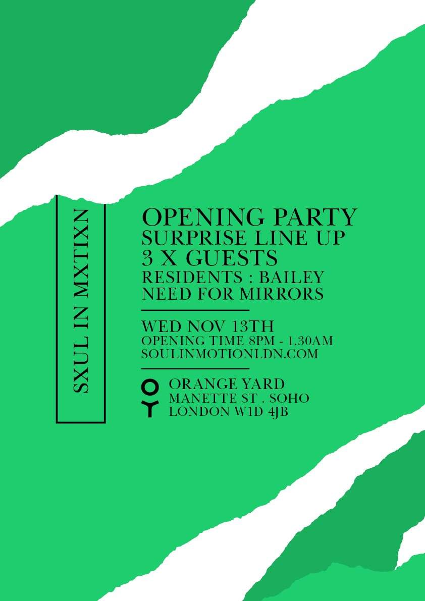 Soul In Motion - Opening Party: Line Up TBA - フライヤー裏