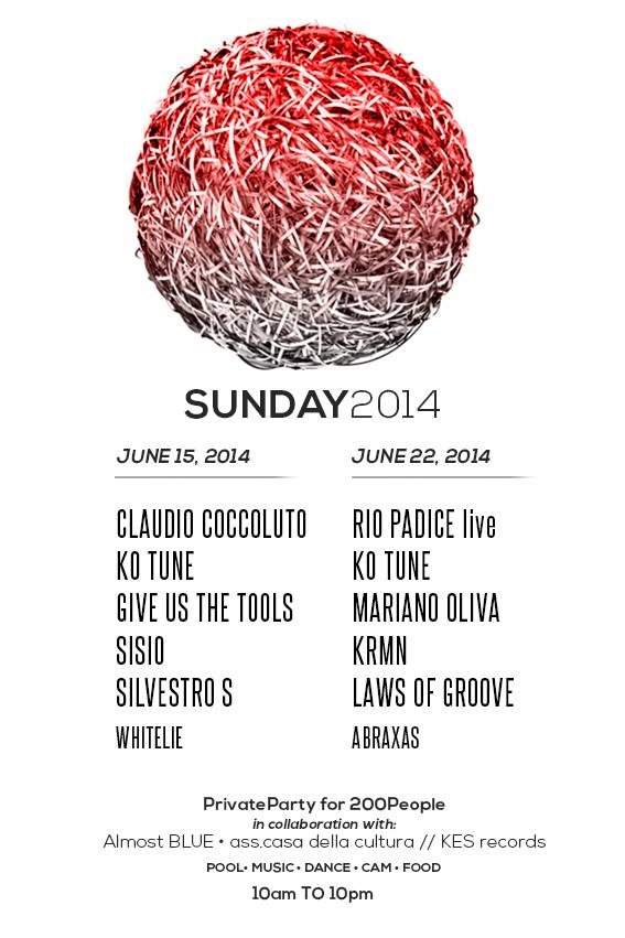 Sunday June 15/22 June 2014 /10am to 10pm [15 June Claudio Coccoluto] [22 June Rio Padice Live] - Página frontal