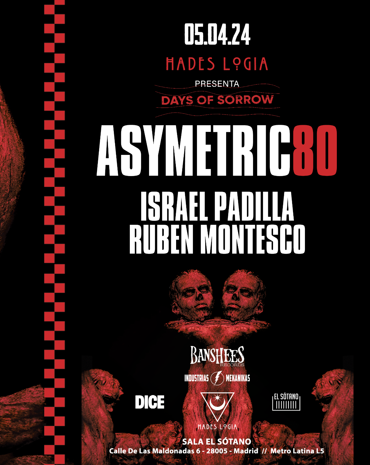 HADES LOGIA presenta: Days Of Sorrow (Asymetric80, Israel Padilla, Ruben Montesco) - フライヤー表