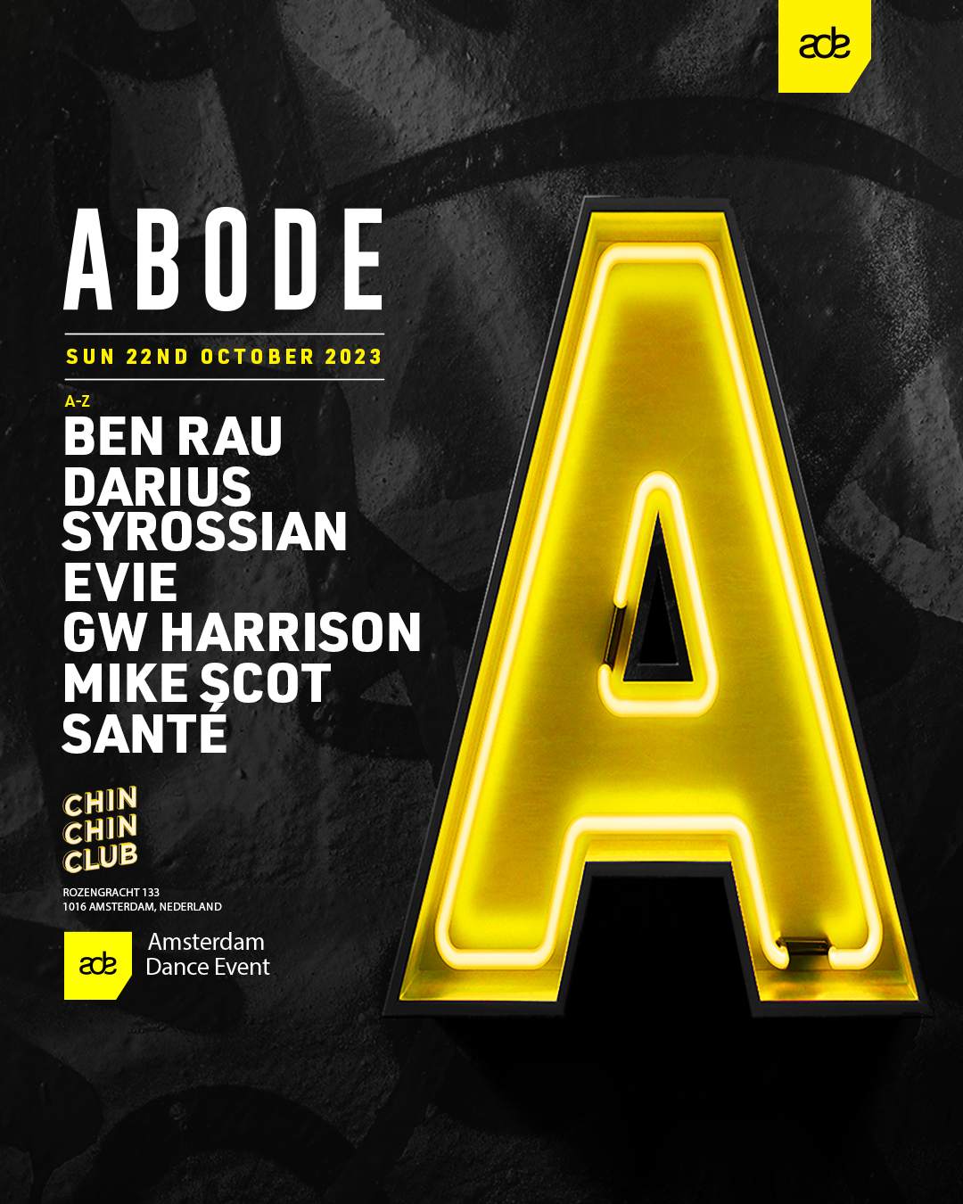 ABODE at ADE 2023 - フライヤー表