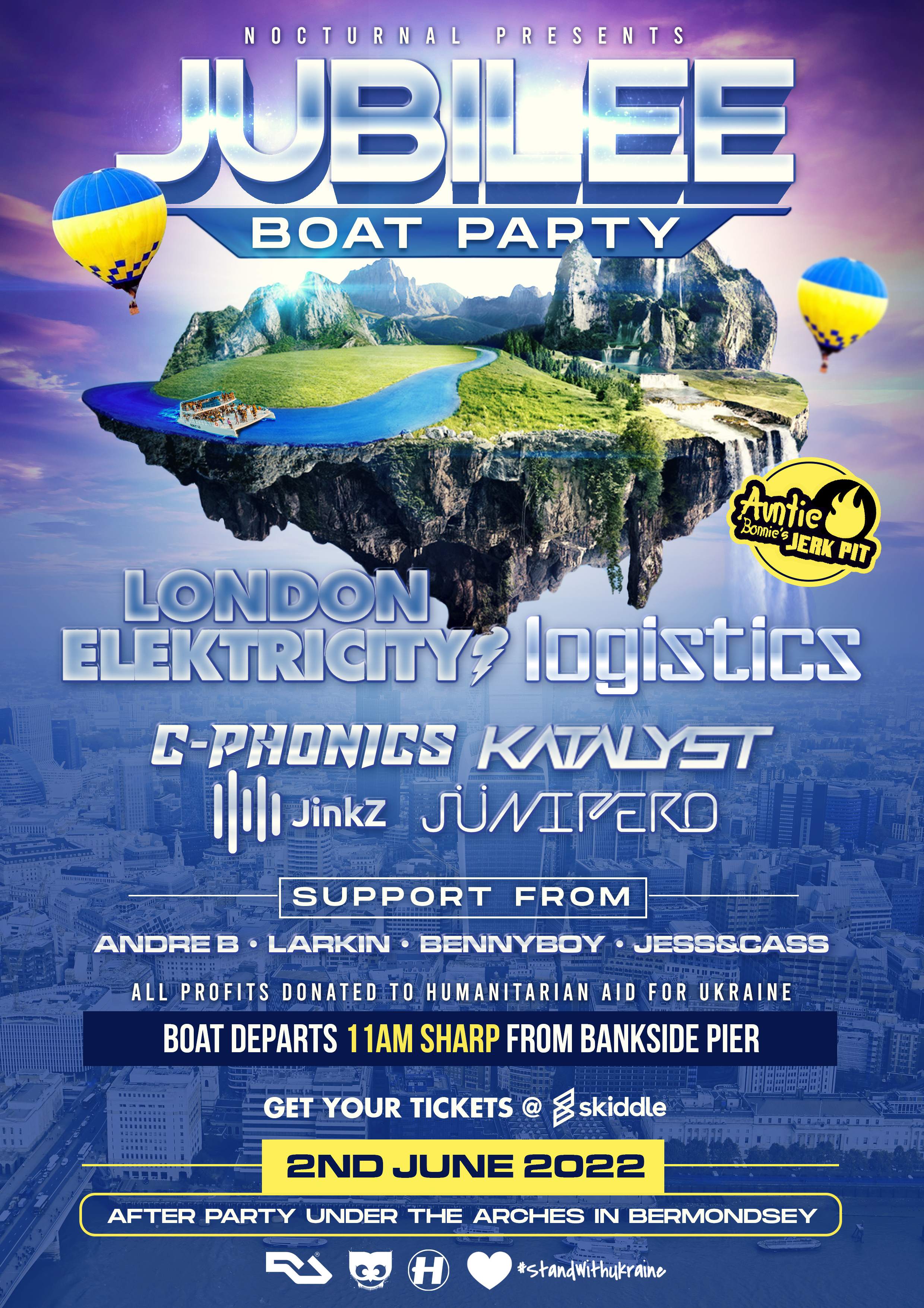 Bank Holiday Boat Party with London Elektricity & Logistics - フライヤー表