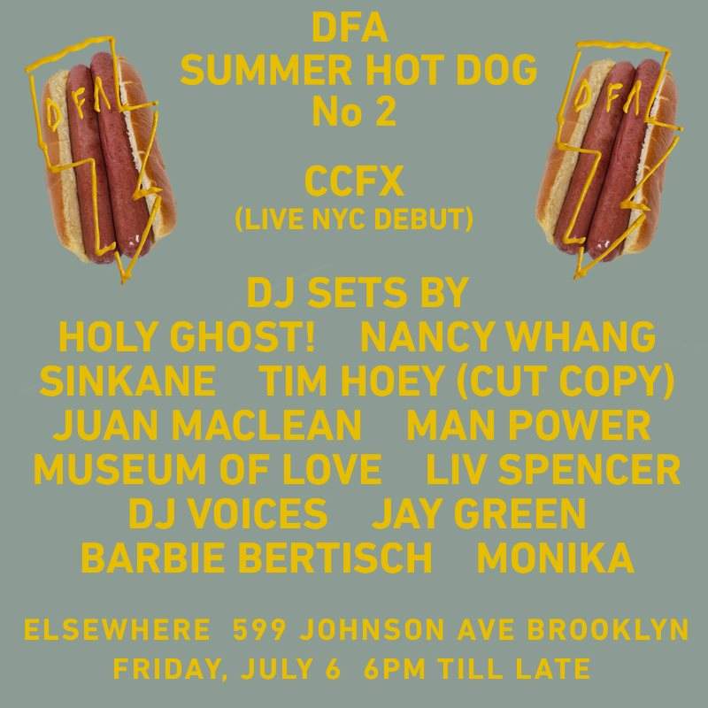 DFA Summer Hot Dog with DJ Sets by Holy Ghost!, Nancy Whang, Juan Maclean and More - Página trasera