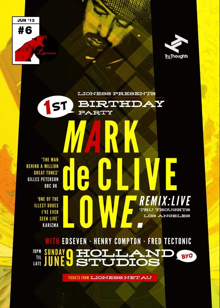 Lioness presents 1st Birthday with Mark de Clive-Lowe - Página frontal