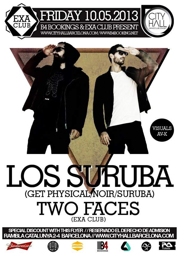 EXA Club & B4bookings present Los Suruba + Two Faces - Página frontal