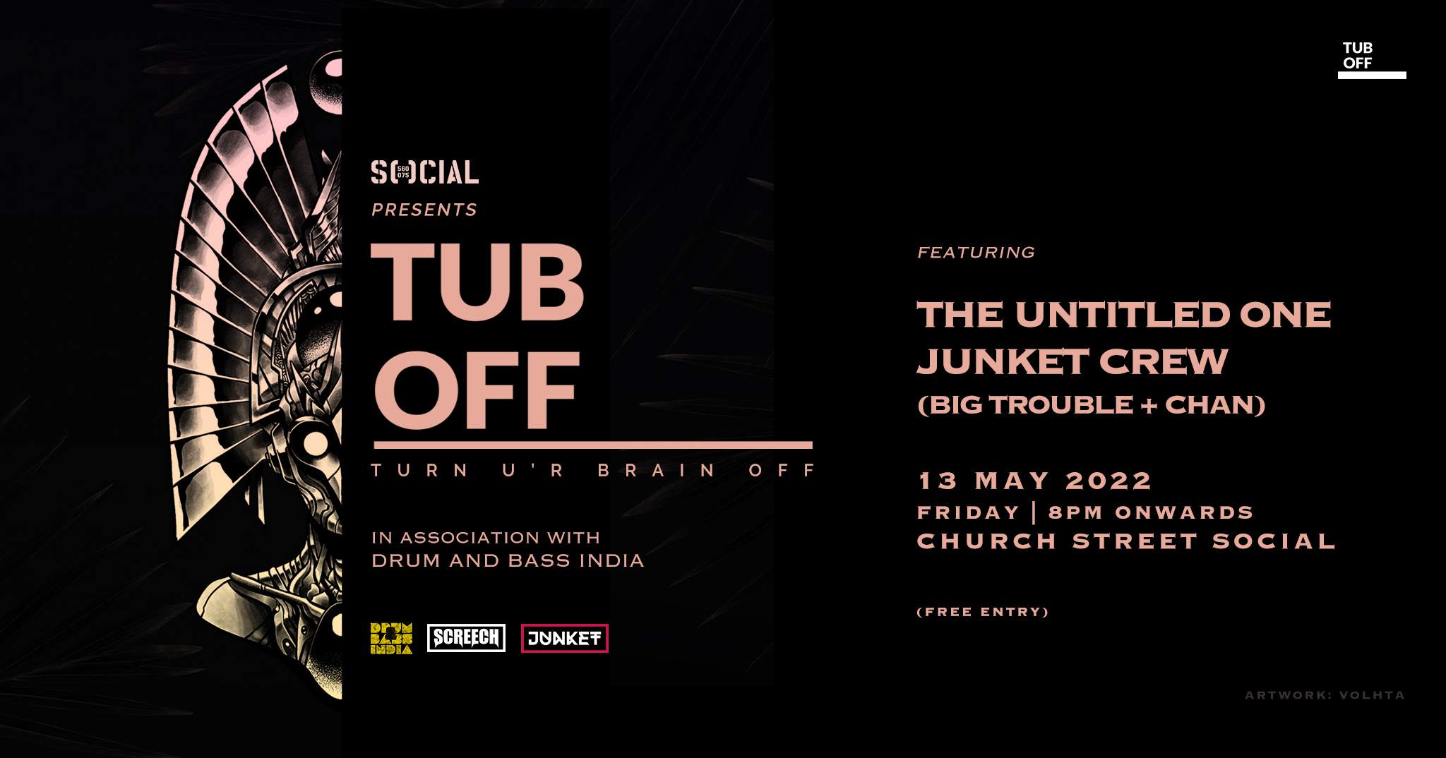 TubOff x DnBIndia & SocialOffline present - Turn U'r Brain Off - Página frontal