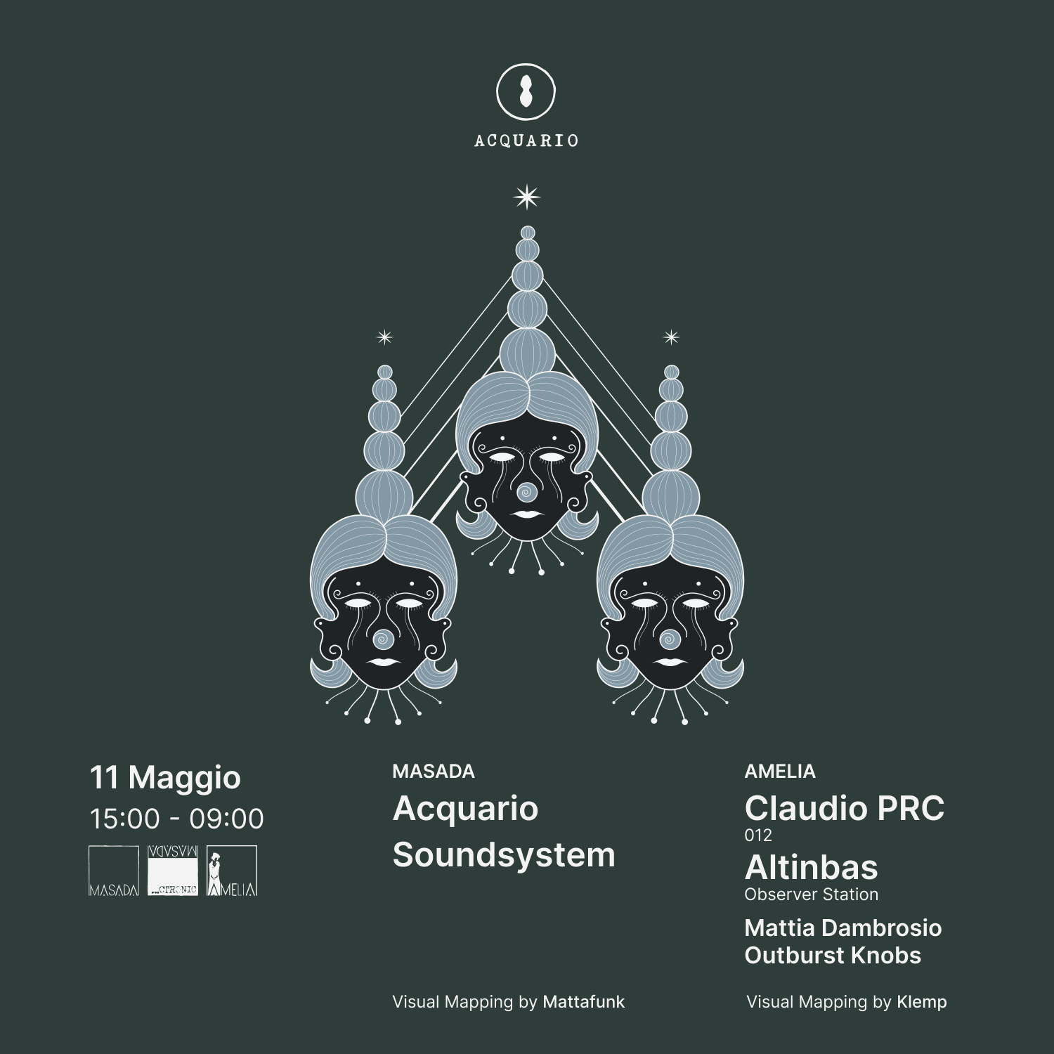Acquario Soundsystem + Claudio PRC, Altinbas (Masada + Amelia) - フライヤー表