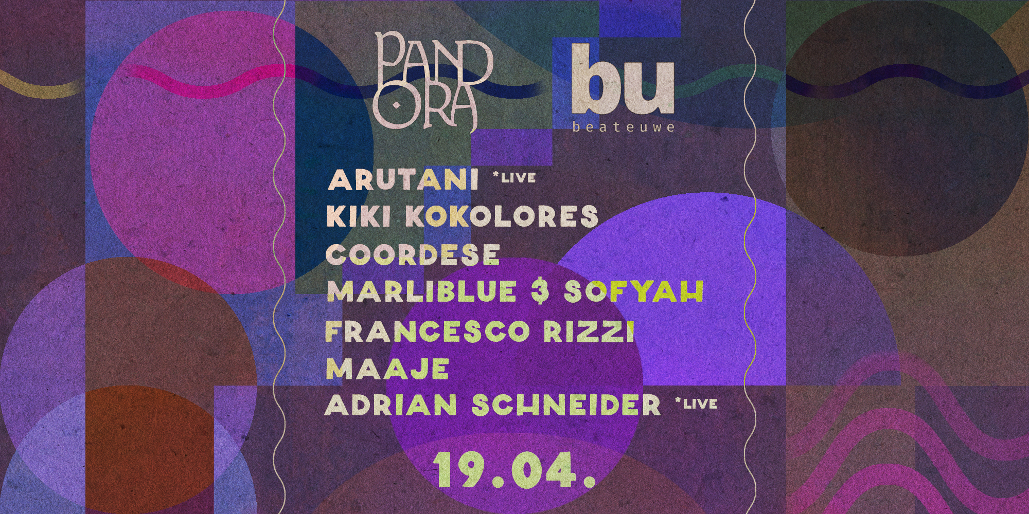 Pandora 19.04. with Arutani *live, Kiki Kokolores & Coordese - フライヤー表